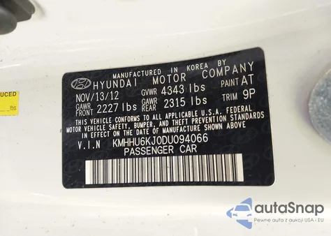 2013 Hyundai Genesis 3.8 R-Spec from USA, damaged, VIN KMHHU6KJ0DU094066